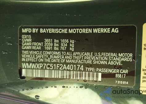 2015 Mini Hardtop Cooper S z USA, uszkodzony, nr VIN WMWXP7C51F2A40174